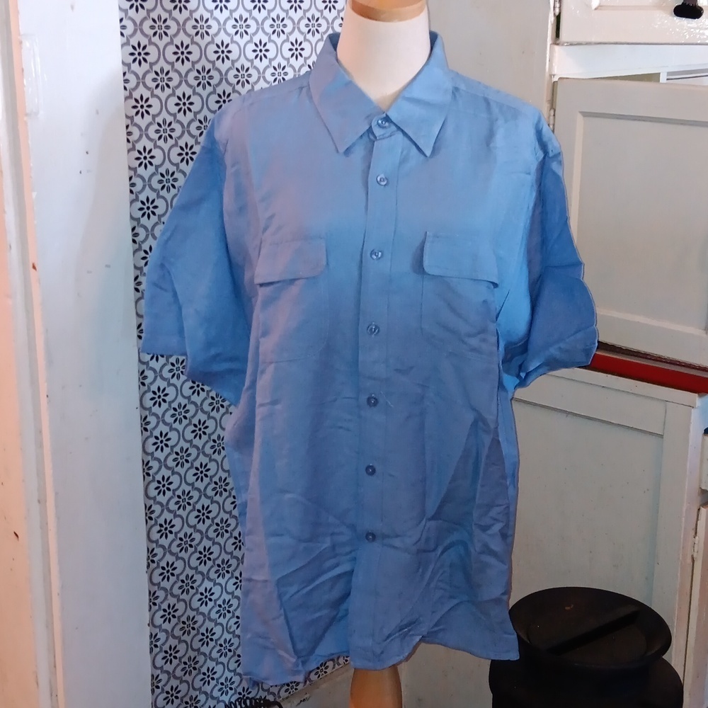 Natural blue by visitor XXL linen blend shirt